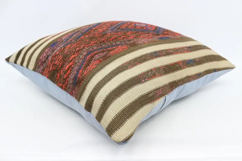 Turkish Pillow, Throw Kilim Pillow, Crochet Pattern Pillow Cover, 28x28 Red Cushion Cover, Interior Designer Pillow, Cushion Cover - 6