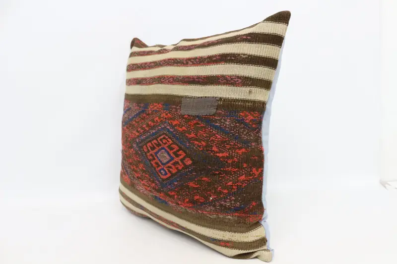 Turkish Pillow, Throw Kilim Pillow, Crochet Pattern Pillow Cover, 28x28 Red Cushion Cover, Interior Designer Pillow, Cushion Cover - 4