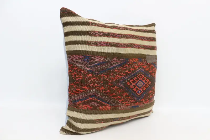 Turkish Pillow, Throw Kilim Pillow, Crochet Pattern Pillow Cover, 28x28 Red Cushion Cover, Interior Designer Pillow, Cushion Cover - 3