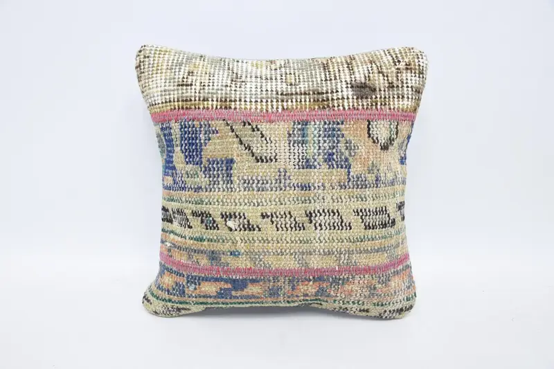30x30 cm Decorative Vintage Cushion Cover, Gift TexturedBlue Pillow - 1