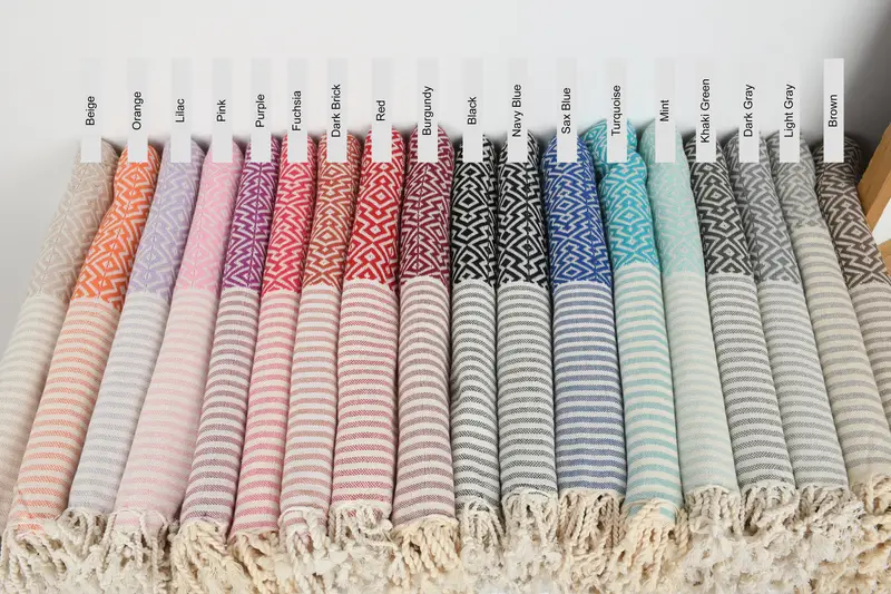 Personalized Turkish Beach Towel Cotton Diamond Design, 75x37 Inches