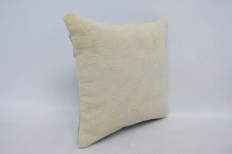 Boho Pillow, Cushion, Vintage Kilim Pillow, Vintage Kilim Throw Pillow, Turkish Bench Cushion Cover, 14x14 Beige Pillow Sham - 3