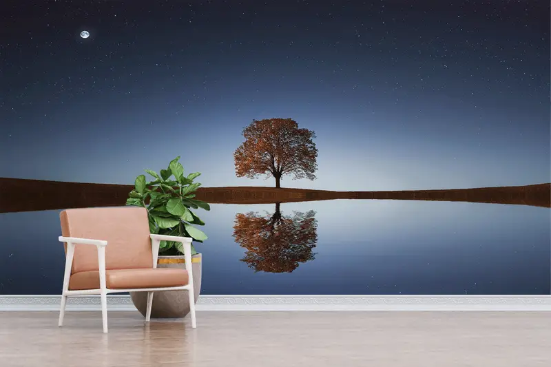 Zarif Baskılı Duvar Kağıdı: Doğa, Ay, Gökyüzü ve Galaksi Temaları