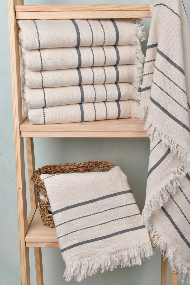 Quick-drying cotton Turkish beach towel, Custom Wedding Gifts, Embroidery Towel, 70x40 Cotton Striped Towel, Family Gift, Cotton towel, Summer Gift - 3