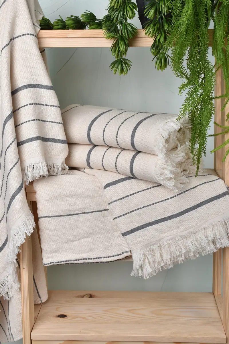 Quick-drying cotton Turkish beach towel, Custom Wedding Gifts, Embroidery Towel, 70x40 Cotton Striped Towel, Family Gift, Cotton towel, Summer Gift - 6
