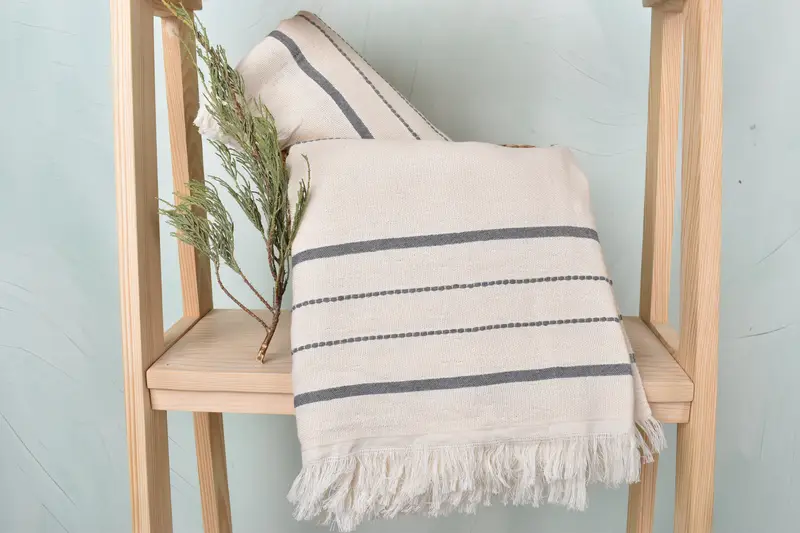 Quick-drying cotton Turkish beach towel, Custom Wedding Gifts, Embroidery Towel, 70x40 Cotton Striped Towel, Family Gift, Cotton towel, Summer Gift - 4
