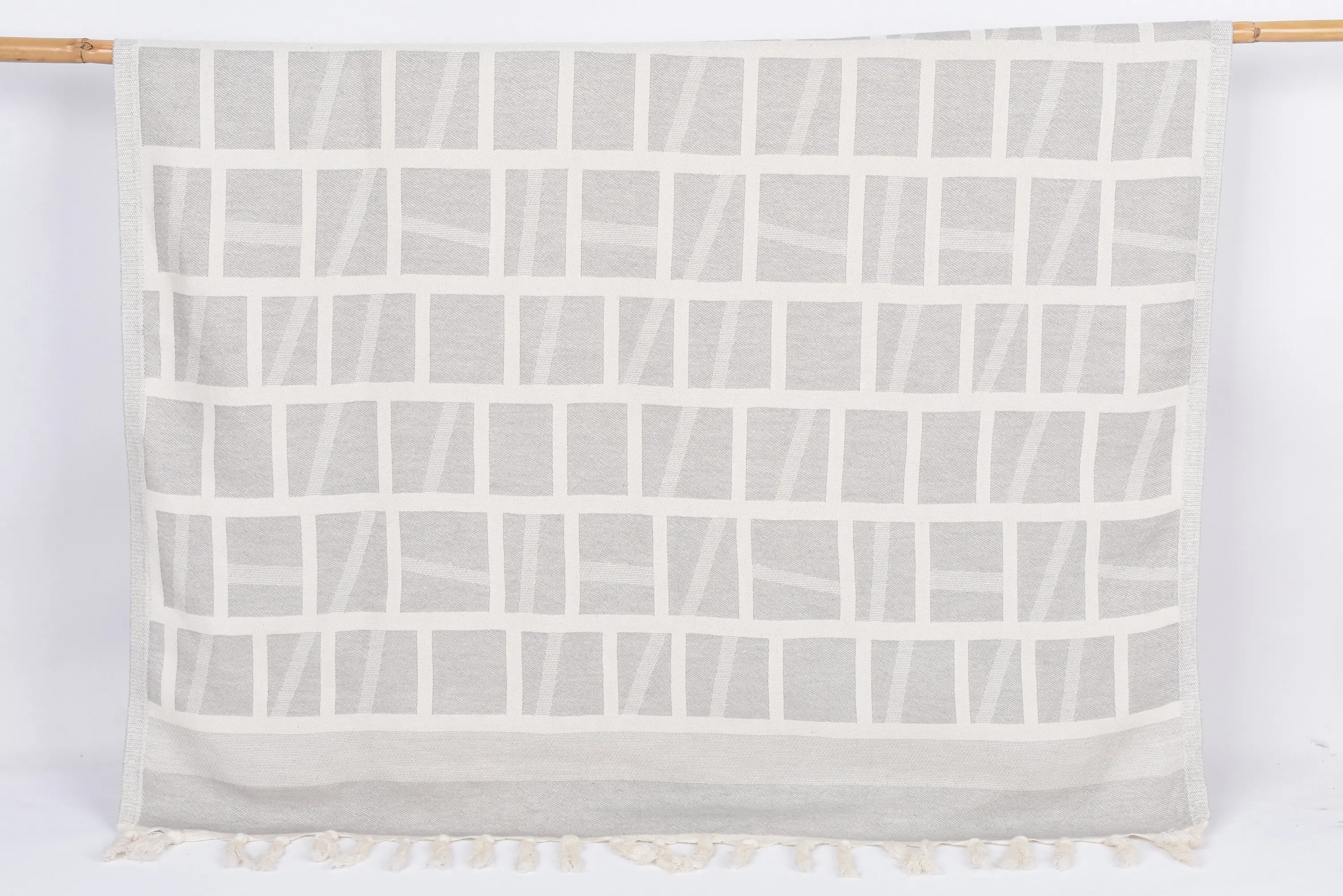 Personalized Turkish Beach Towel Gray Patterned, 69x34 Inches - 1