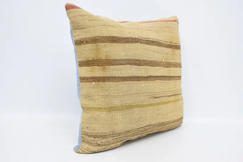 Handmade Rug Seat Cushion, Ethnic Cushion, 28x28 Beige Pillow, Home Decor Pillow, Kilim Cushion Sham, Pillow, Bolster Throw Pillow, Gift Pillow - 3