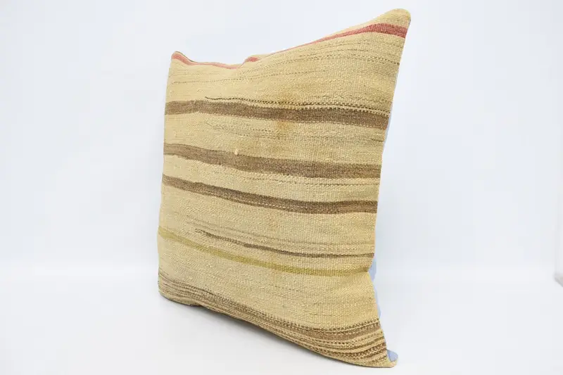 Handmade Rug Seat Cushion, Ethnic Cushion, 28x28 Beige Pillow, Home Decor Pillow, Kilim Cushion Sham, Pillow, Bolster Throw Pillow, Gift Pillow - 4