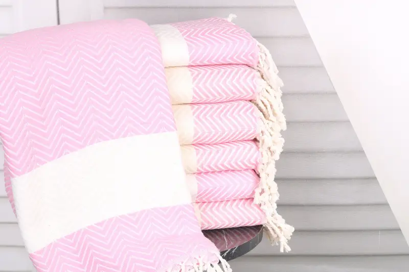 Throw Blanket Personalized Pink-White Chevron Towel, 40x71 Inches