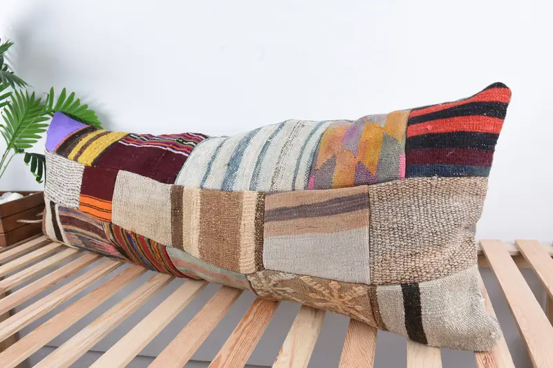 Handmade Kilim Cushion, 16x48 Brown Pillow Sham, One Of A Kind Pillow Cover, Boho Pillow, Pillow Case, Boho Pillow Sham Cover - 5