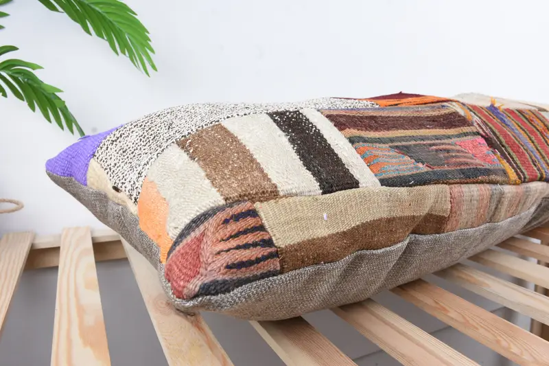 Handmade Kilim Cushion, 16x48 Brown Pillow Sham, One Of A Kind Pillow Cover, Boho Pillow, Pillow Case, Boho Pillow Sham Cover - 6