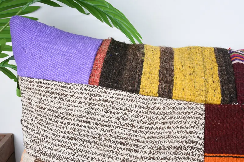 Handmade Kilim Cushion, 16x48 Brown Pillow Sham, One Of A Kind Pillow Cover, Boho Pillow, Pillow Case, Boho Pillow Sham Cover - 2