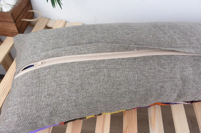 Handmade Kilim Cushion, 16x48 Brown Pillow Sham, One Of A Kind Pillow Cover, Boho Pillow, Pillow Case, Boho Pillow Sham Cover - 8