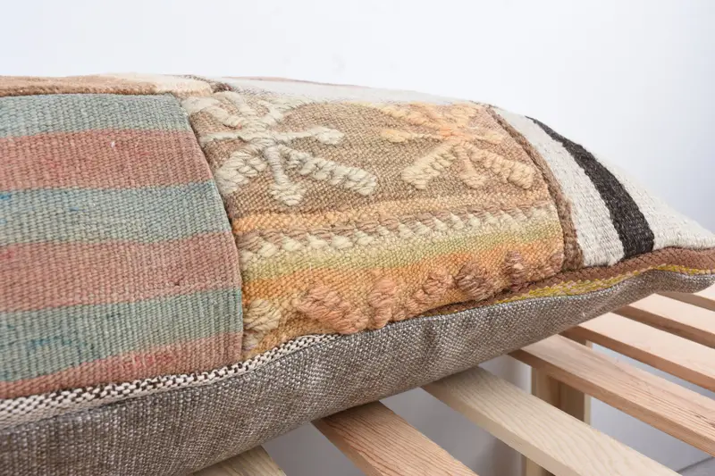 Handmade Kilim Cushion, 16x48 Brown Pillow Sham, One Of A Kind Pillow Cover, Boho Pillow, Pillow Case, Boho Pillow Sham Cover - 7