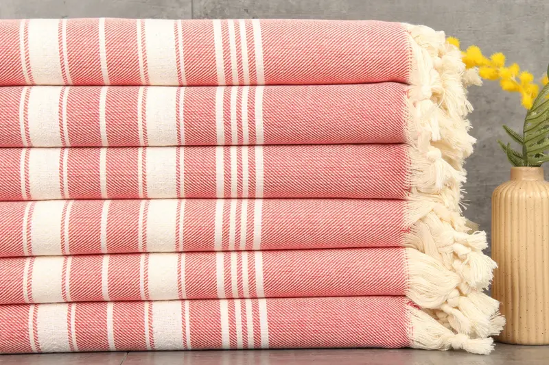 Personalized Turkish Towel Red Chevron Peshtemal, 40x71 Inches