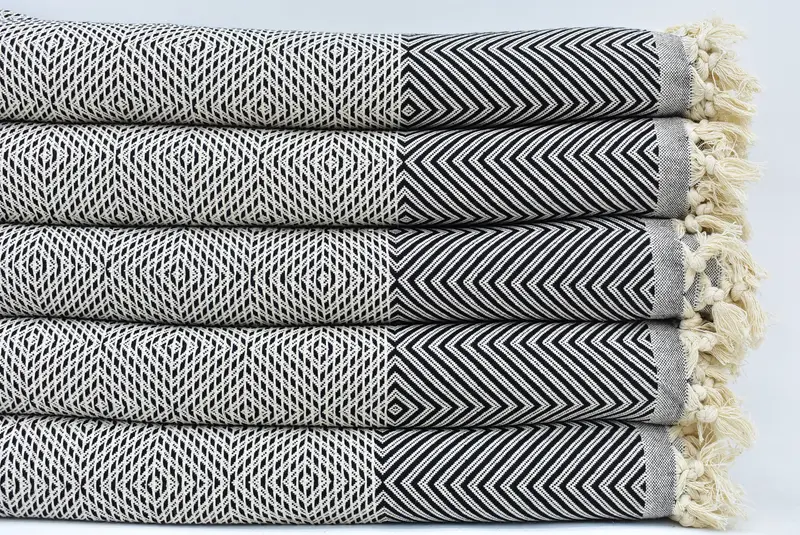 Personalized Monogram Beach Blanket, 91x79 Inches, Black Diamond Pattern