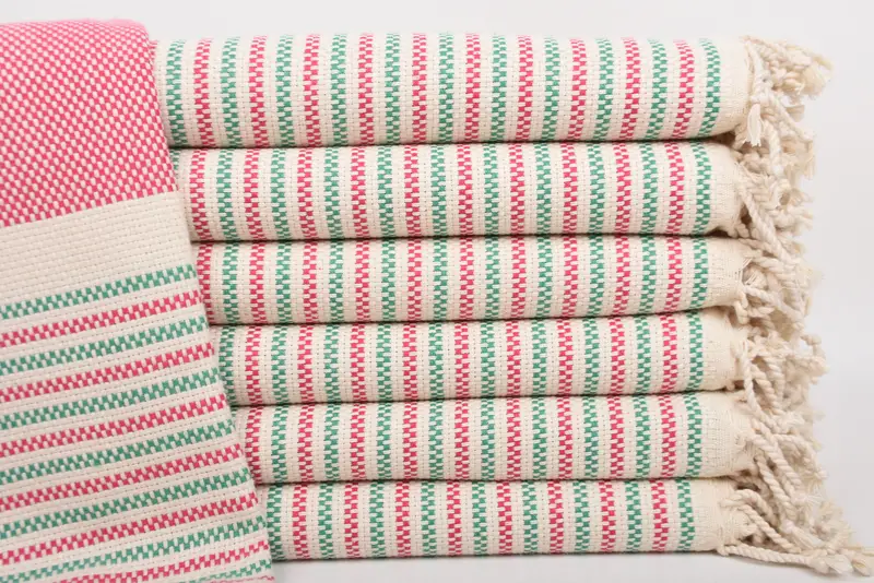 Geometric Towel Personalized Pink-Green Cotton Bath Towel, 40x71 Inches