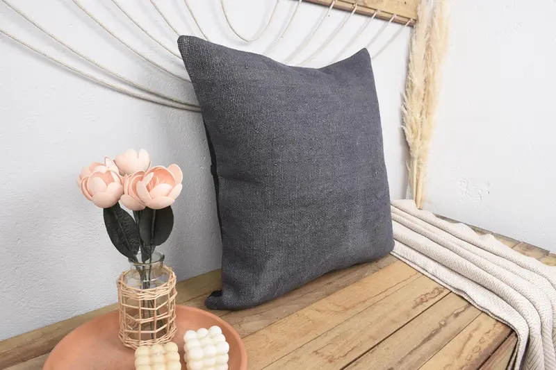 24x24 Brown Pillow Cover, Boho Throw Cushion Cover, Vintage Pillow, Interior Designer Pillow, Pillow Cover, Vintage Kilim Pillow - 1