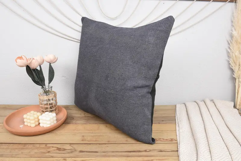 24x24 Brown Pillow Cover, Boho Throw Cushion Cover, Vintage Pillow, Interior Designer Pillow, Pillow Cover, Vintage Kilim Pillow - 4