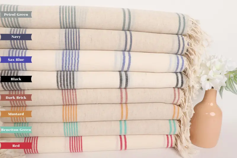 Custom Gift, Home Decor Gifts, Luxury Turkish beach towel for summer vacation, Sand-free towel, Wedding For Favor, 80x36 Cotton Striped Towel - 1