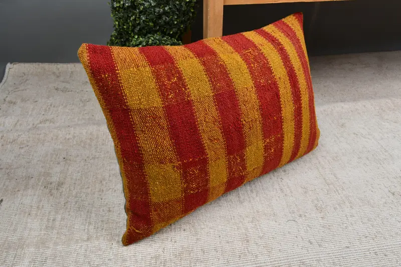 Cushion Cover, Gift Pillow, 16x24 Yellow Cushion Case, Antique Pillows, Outdoor Patio Pillow, Shabby Chic Cushion, Handmade Kilim Cushion - 7