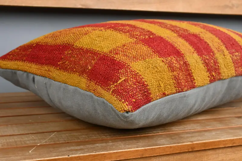 Cushion Cover, Gift Pillow, 16x24 Yellow Cushion Case, Antique Pillows, Outdoor Patio Pillow, Shabby Chic Cushion, Handmade Kilim Cushion - 3