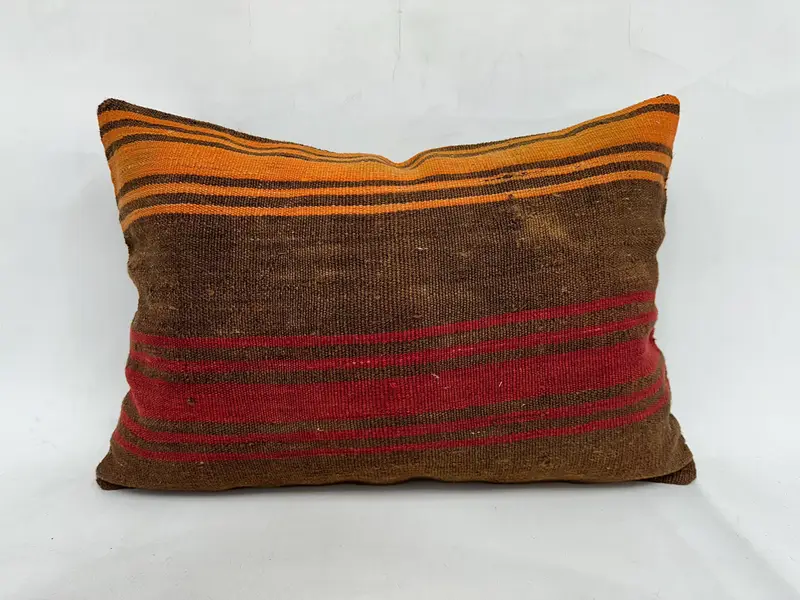Kilim Pillow, Cushion Cover, 20x28 Orange Pillow Sham, Cozy Throw Pillow Cover, Home Decor Pillow, Vintage Pillow, Tribal Pillow Case - 1