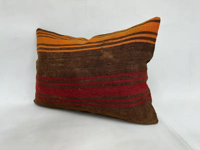 Kilim Pillow, Cushion Cover, 20x28 Orange Pillow Sham, Cozy Throw Pillow Cover, Home Decor Pillow, Vintage Pillow, Tribal Pillow Case - 4