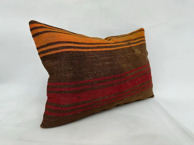 Kilim Pillow, Cushion Cover, 20x28 Orange Pillow Sham, Cozy Throw Pillow Cover, Home Decor Pillow, Vintage Pillow, Tribal Pillow Case - 3
