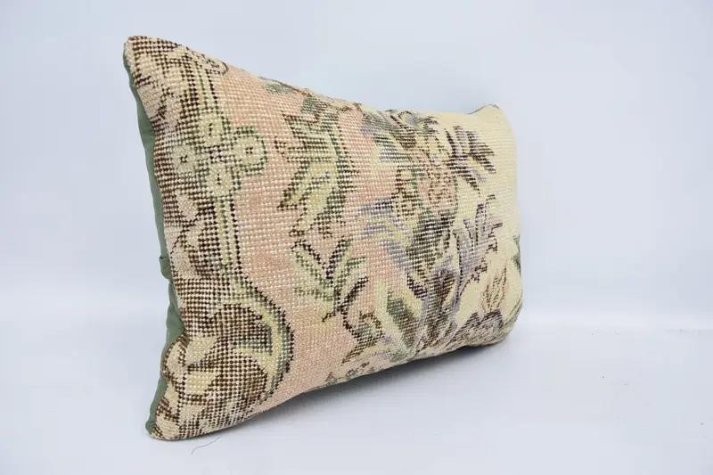 Outdoor Patio Pillow, Floor Cushion Cover, Turkish Kilim Pillow, Antique Pillows, Interior Designer Pillow, Cushion Case, 16x24 Beige Cushion Cover - 3