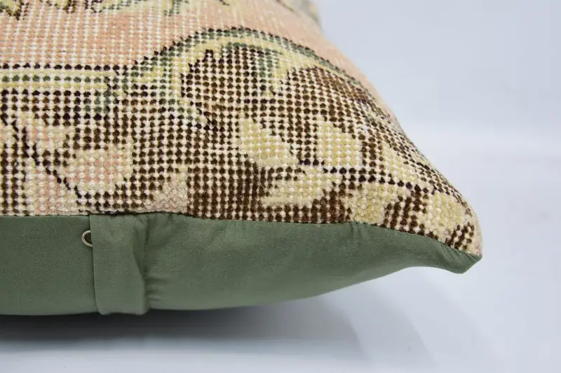 Outdoor Patio Pillow, Floor Cushion Cover, Turkish Kilim Pillow, Antique Pillows, Interior Designer Pillow, Cushion Case, 16x24 Beige Cushion Cover - 5