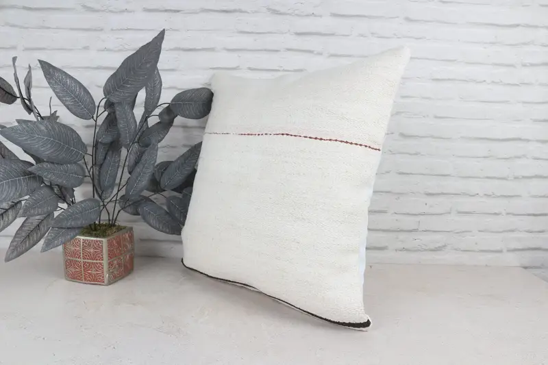 Decorative Throw Cushion Cover, Pillow Case, Ethnical Kilim Rug Pillow, Vintage Pillow, 22x22 White Pillow, Antique Pillows - 5
