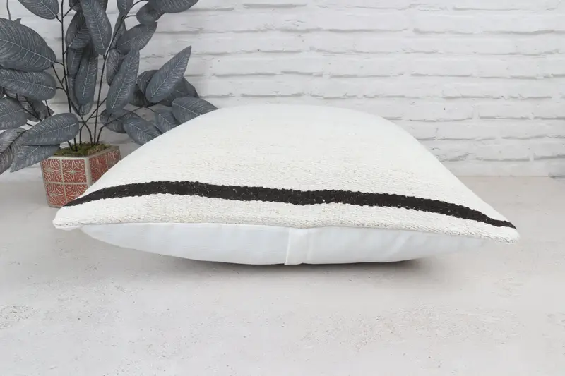 Decorative Throw Cushion Cover, Pillow Case, Ethnical Kilim Rug Pillow, Vintage Pillow, 22x22 White Pillow, Antique Pillows - 6