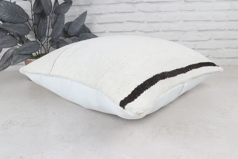 Decorative Throw Cushion Cover, Pillow Case, Ethnical Kilim Rug Pillow, Vintage Pillow, 22x22 White Pillow, Antique Pillows - 7
