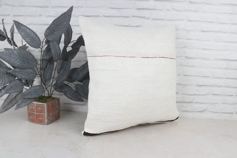Decorative Throw Cushion Cover, Pillow Case, Ethnical Kilim Rug Pillow, Vintage Pillow, 22x22 White Pillow, Antique Pillows - 4