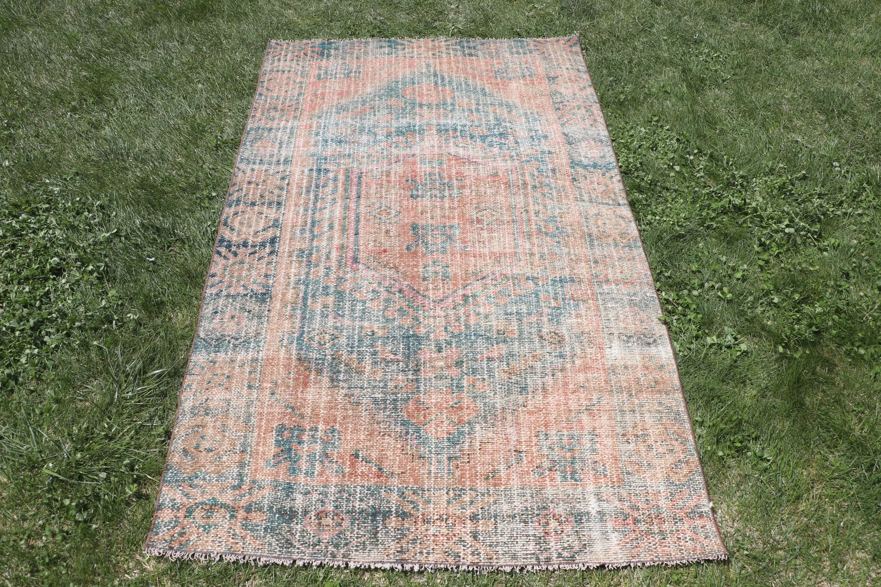 Turkish Rug, Accent 3.4x5.9 ft Rug, Red Ikat Rug - 1