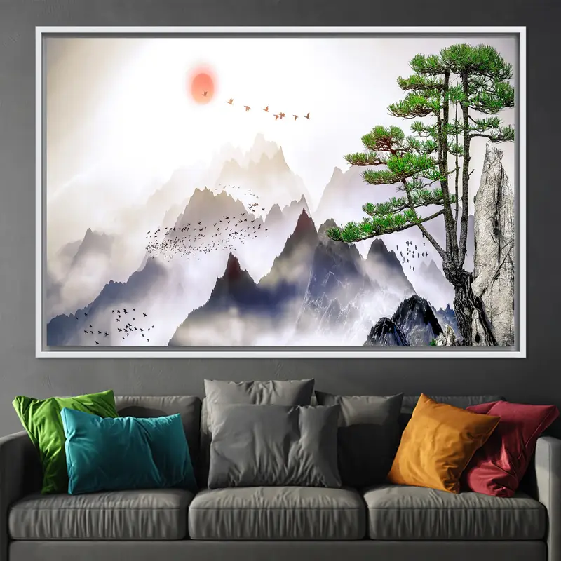 Zarif Japon Dağ Manzarası Baskılı Kanvas Tablo