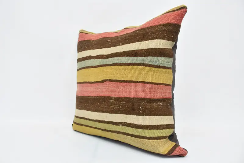 Pastel Cushion Cover, Interior Designer Pillow, Pillow Cover, Vintage Kilim Throw Pillow, 28x28 Brown Cushion Cover, Turkish Kilim Pillow - 4