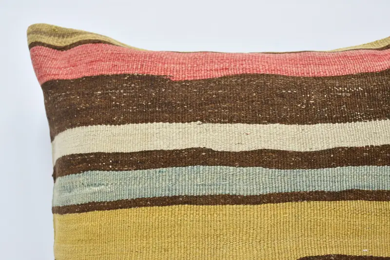Pastel Cushion Cover, Interior Designer Pillow, Pillow Cover, Vintage Kilim Throw Pillow, 28x28 Brown Cushion Cover, Turkish Kilim Pillow - 2