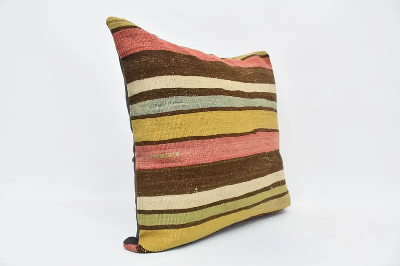 Pastel Cushion Cover, Interior Designer Pillow, Pillow Cover, Vintage Kilim Throw Pillow, 28x28 Brown Cushion Cover, Turkish Kilim Pillow - 3