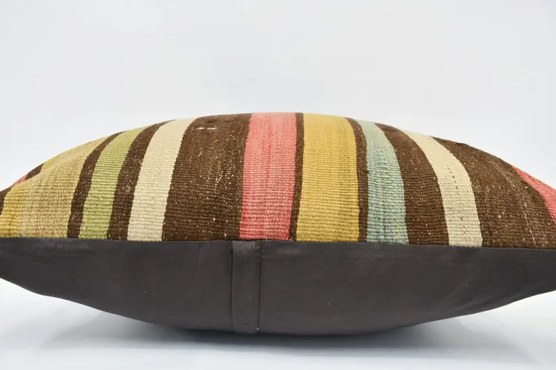 Pastel Cushion Cover, Interior Designer Pillow, Pillow Cover, Vintage Kilim Throw Pillow, 28x28 Brown Cushion Cover, Turkish Kilim Pillow - 5