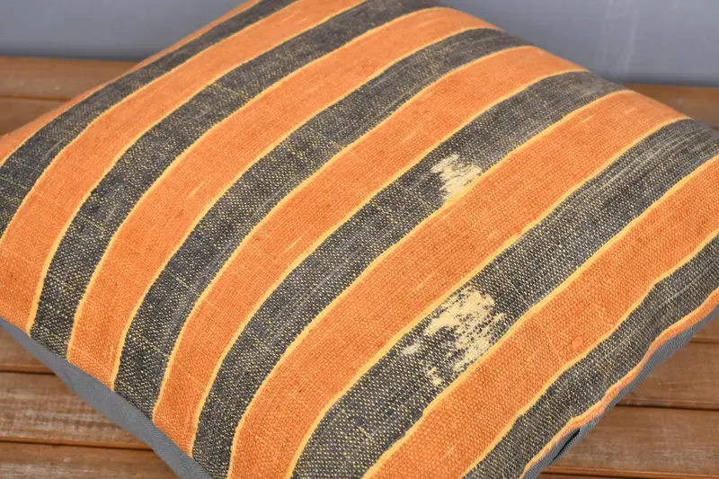 Yoga Cushion Cover, Pillow, 20x20 Orange Pillow, Home Decor Pillow, Vintage Kilim Pillow, Interior Designer Pillow, Knitted Cushion - 4