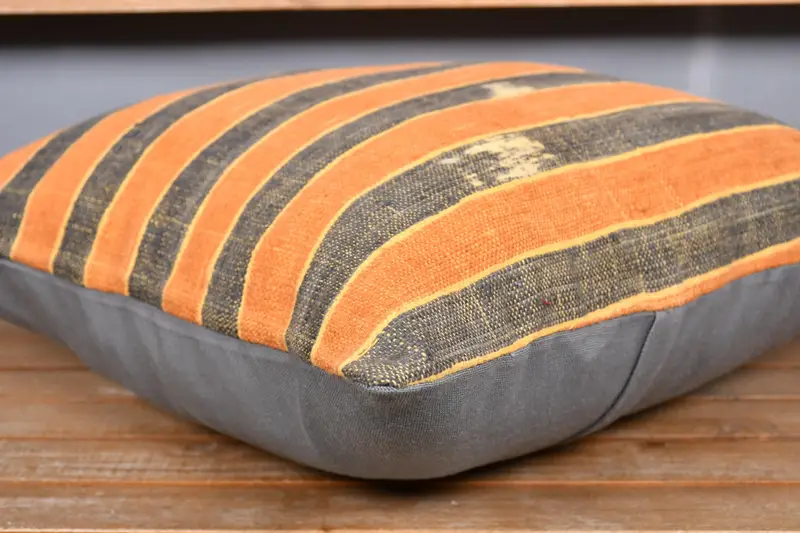 Yoga Cushion Cover, Pillow, 20x20 Orange Pillow, Home Decor Pillow, Vintage Kilim Pillow, Interior Designer Pillow, Knitted Cushion - 3