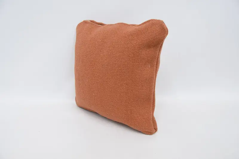 Cushion Cover, Accent Pillow Sham, Handmade Kilim Cushion, Handwoven Cushion Cover, Kilim Cushion Sham, 12x12 Orange Pillow, Home Decor Pillow - 4