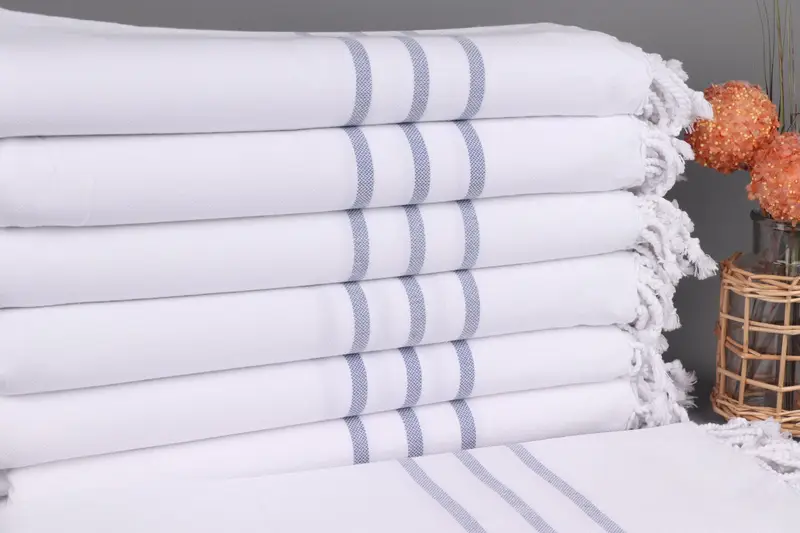 Wedding Favors Navy Striped Towel, Organic Cotton, 40x71 Inches