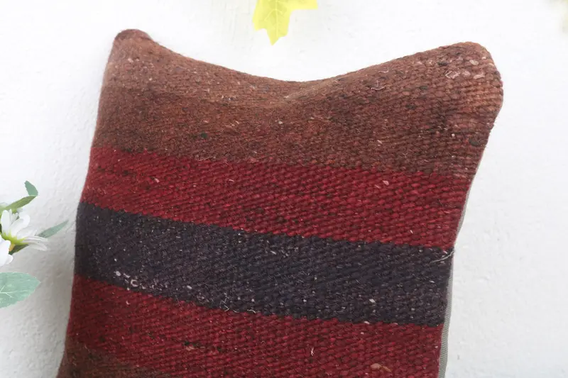 Sustainable Cushion Case, Cushion Cover, 12x12 Red Pillow Sham, Kilim Pillow Cover, Ethnic Throw Pillow, Interior Designer Pillow, Boho Pillow - 5