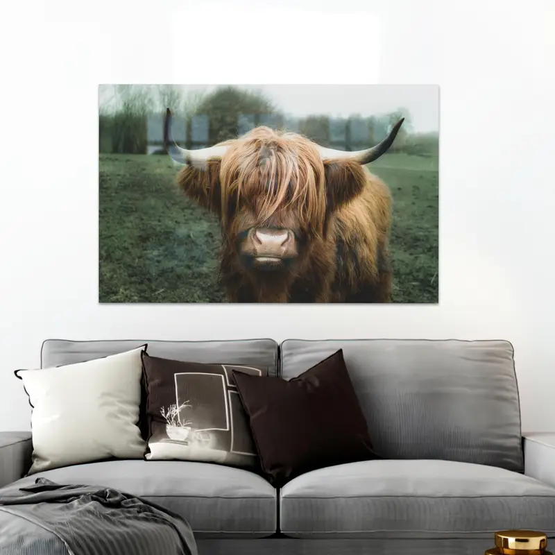 Trendy Çiftlik Evi Boğa Boynuzu Cam - Baskılı İnek Sevgilisi Hediyesi