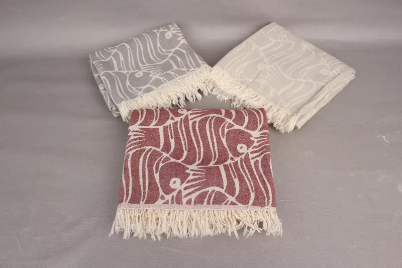 Quick-dry travel peshtemal towel, 70x36 Cotton Fish Design Towel, Lightweight towel, Bridal Shower Favor, Gift For Her, Gym Towel, Absorbent towel - 4