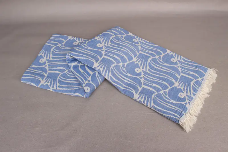 Quick-dry travel peshtemal towel, 70x36 Cotton Fish Design Towel, Lightweight towel, Bridal Shower Favor, Gift For Her, Gym Towel, Absorbent towel - 5